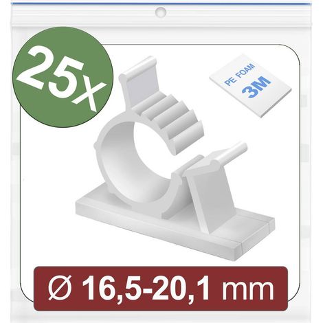 Quadrios 24CA448 Basetta di fissaggio autoadesivo 24CA448 Intervallo Ø fascio 16.5 fino a 20.1 mm Bianco 25 pz.