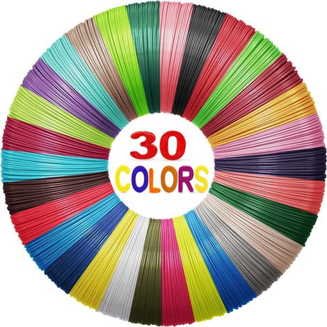 Filament Stylo 3D, 30 Couleurs 1,75MM Recharge 3D Pen Filament, Total 90M pour Fil Stylo 3D, Compatible avec SCRIB3D, MYNT3D, SAYWE et Acdolf Stylo D'Impression 3D ( Stylo 3D non inclus ) (1/5)