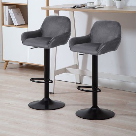 ®LOT DE 8 Tabouret de bar Braga tissu,CHAISE DE BAR GRIS Métal (1/4)
