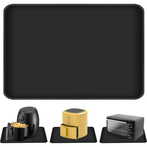 Grand Tapis Résistant à La Chaleur pour Friteuse à Air 60 x 80 cm, Tapis en Silicone Ignifuge Antidérapant Noir, Protege Plan de Travail Cuisine pour Friteuse à Air, Machine à Café, Micro-ondes (1/5)