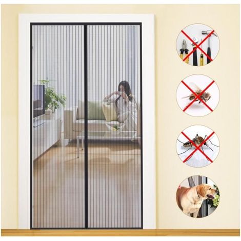 Rideau Anti Mouche Aimanté Porte 120x220cm Moustiquaire Fenêtre Magnétique Maille Ultra Fine Rideau d’Entrée Moustiquaire Balcon (1/5)