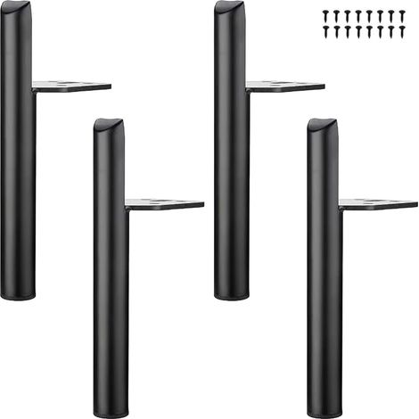 Pieds de table inclinés en métal, noirs, 15 cm de hauteur, base antidérapante et silencieuse pour canapés, tables et autres meubles (1/4)