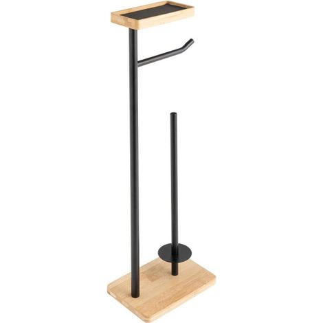 Dérouleur papier WC noir avec réserve et porte téléphone (1/4)