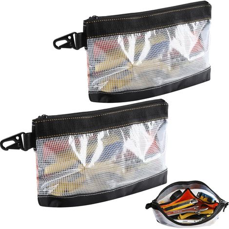 2-Piece Zip Pouch Tool Bag PVC Material Transparent Waterproof and Anti-Static Tool Storage Bag Metal Hook Pouch Bag with Zipper (1/5)