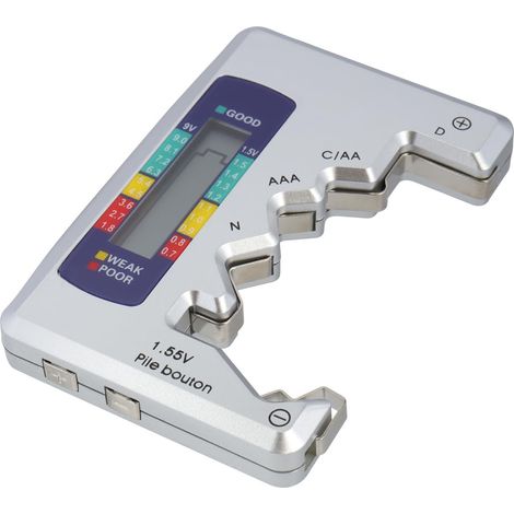Sollbry Comprobador de batería digital universal, comprobador de batería digital, comprobador de batería, detector de capacidad de batería portátil para pilas de botón AA, AAA, CDN, 9 V, 1,5 V y minip (1/5)