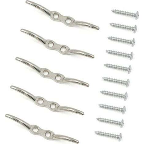 5-teiliger Masthaken (2-1/2"), Edelstahl. Blindmasthaken, Kabelbinder, Festmachermasthaken, Festmacherklampe, Festmacherklampen-Set. Inklusive Befestigungsschrauben.