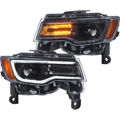 Faro anteriore con lenti a proiettore LED, impermeabile IP67, colore ambra/nero. (1/2)