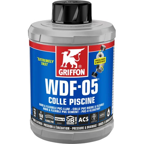WDF-05 1L Colle en gel bleue, pour PVC semi-rigide flexible et rigide - Griffon France