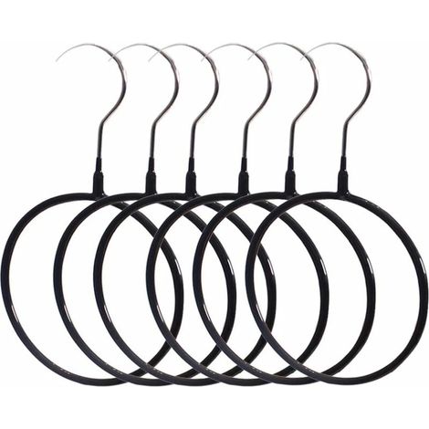 Lot de 5 anneaux ronds pour châles, gain de place, passants de ceinture, organisateur de penderie suspendu, boucle antidérapante, porte-cravates pour la maison et la chambre (noir) (1/5)