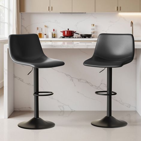 Barhocker 2er Set ,Barhocker Höhenverstellbar mit lehne •Hocker •Küchenstühle mit Fußstütze •Barstühle Drehstühle •360°Drehbar Einfache Montage,Schwarz (1/5)