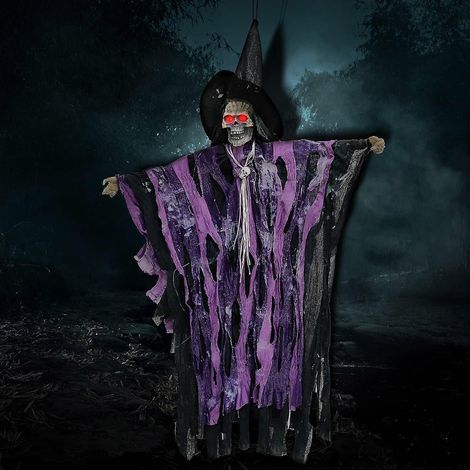 Halloween-Dekoration Geisterdekorationen Hängender Geist Gruseliger Zombie-Geist Sprachsteuerung mit leuchtend roten Augen Hängender Geist für Partyspiele Karneval (pu (1/5)