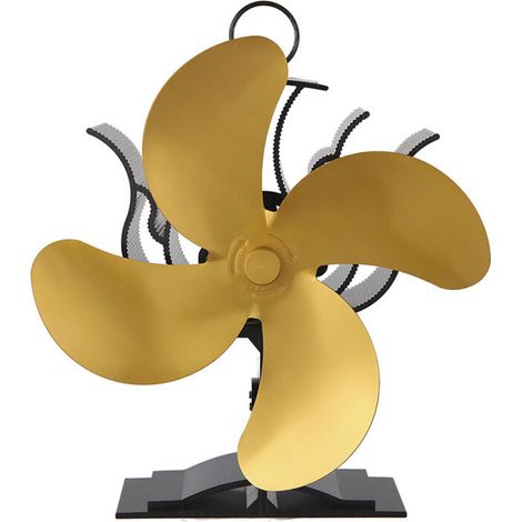 Quiet and environmentally friendly fireplace fan for heat circulation in the home – Yellow, 4 blades--DTEKGAZ