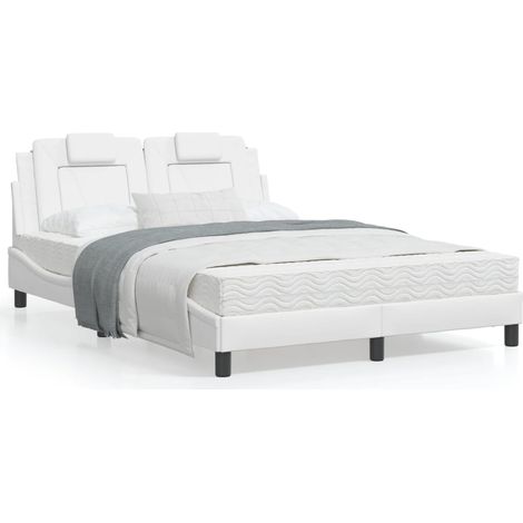 vidaXL Letto Viana con Materasso Bianco 120x200 cm in Similpelle (1/5)