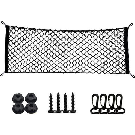 CSPARKV 40 x 110 cm Filet de Rangement pour Coffre de Voiture, Grande Taille Filet de Coffre de Voiture, Filet d'accessoires de Voiture, Filet pour Bagages d'enfants, pour SUV, Camion Noir avec 4 Croc (1/5)