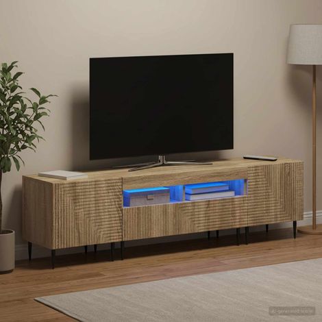 vidaXL Conjunto de 3 Muebles para TV con LED Roble Sonoma (1/5)