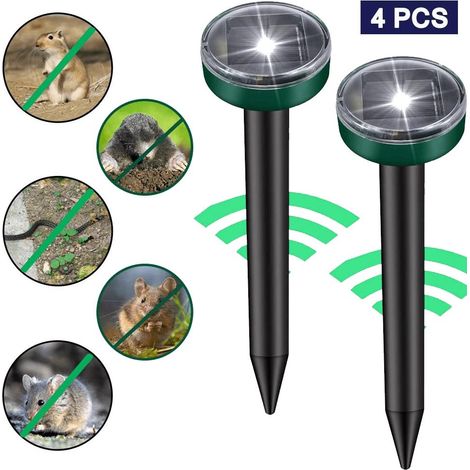 Répulsifs solaires à ultrasons pour serpents et souris pour rongeurs nuisibles Rejeter les d'extérieur 4 pièces (1/5)