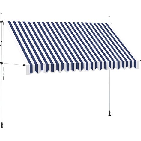Maison Exclusive - Auvent rétractable manuel 350 cm Rayures bleues et blanches (1/5)