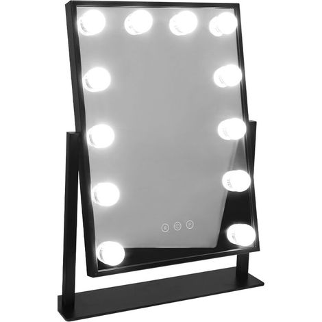 Miroir maquillage Hollywood lumineux LED intensité réglable pour coiffeuse, Miroir de Maquillage Lumineux noir (1/5)