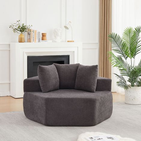 Fauteuil modulable hexagonal moderne en chenille, design polyvalent combinable pour salon (1/5)