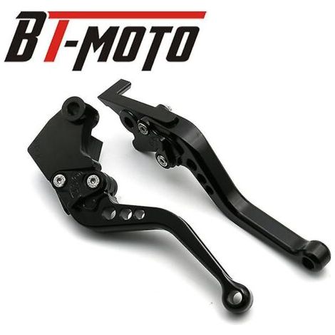 Levier de frein et d'embrayage pour Yamaha YZF-R1/YZFR1 (2004-2008) et YZF-R6/YZFR6 (2005-2016), poignée courte en aluminium noir. (1/5)