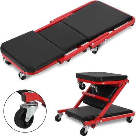 Wolketon Lettino da mEBcanico pieghevole 36 pollici per garage, carrello e sedile mobile 2 in 1, 6 ruote, fino a 150 kg (1/5)