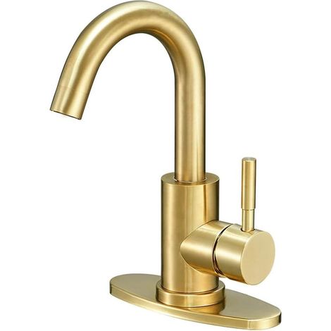 Robinet de lavabo inox doré eau chaude/froide pour vasque (1/5)