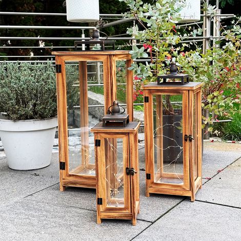 3er XXL Holz-Laternen Set braun-MMC8143 (1/3)