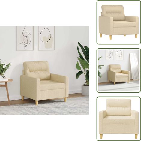 The Living Store Fauteuil Crème 60 cm Tissu - Fauteuil Crème - Chaise Relaxante - Meuble Salon - Décoration Intérieur - Confort Assise