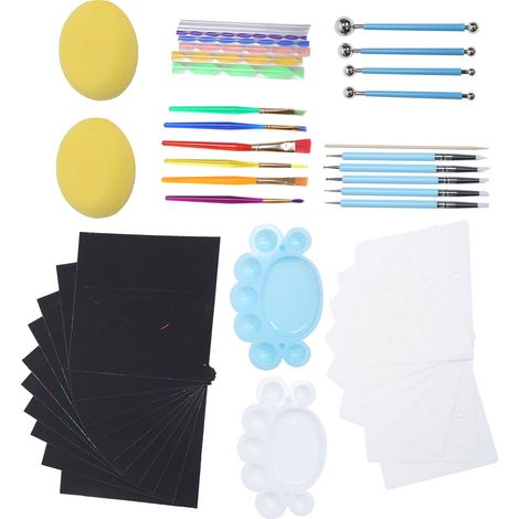 Kit de peinture sur roche mandala multifonctionnel avec outils à pointiller et sac étanche pour aquarelle, gouache et peinture à l'huile. (1/5)