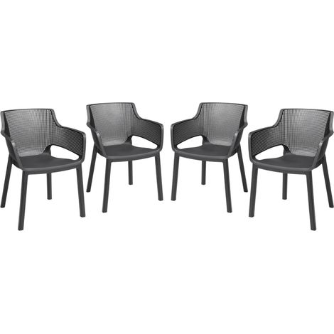 Keter Set x4 Silla de exterior de jardín Elisa Grafito 61,5x53x78,4 cm