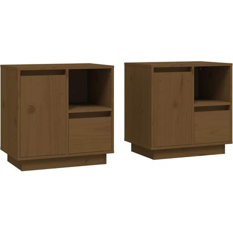 Maison Exclusive - Mesitas noche 2 uds madera maciza pino marrón (1/5)