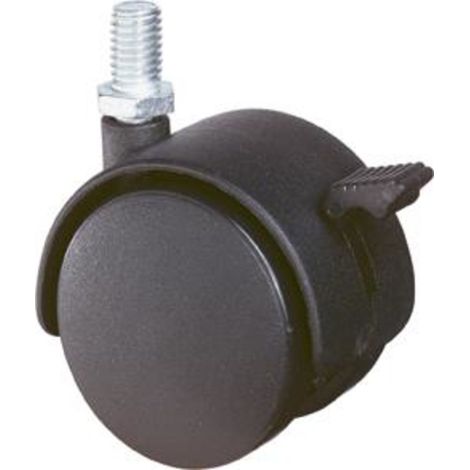 BS Rollen Kunststoffdoppelrolle m.Feststeller D.40mm Trgf. 30kg m.Gew.stift M8 Polyamidrad (1/3)