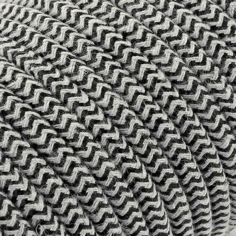 Fil Électrique Zébré Lin et Noir 2x0,75mm² - Câble Électrique Textile de Qualité