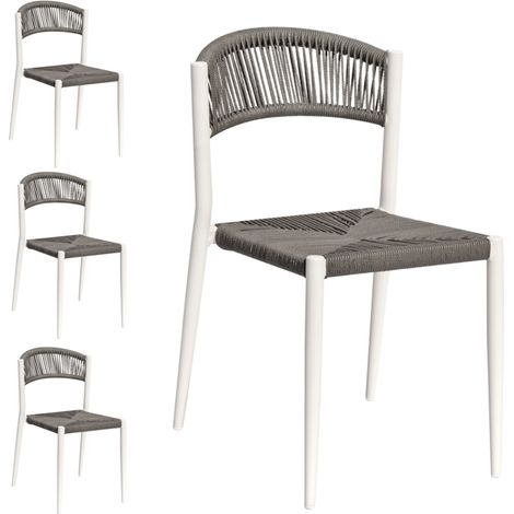 Set 4 Sedie da Esterno Alluminio Impilabili per Bar, Ristornate, Giardino Bianco (1/3)