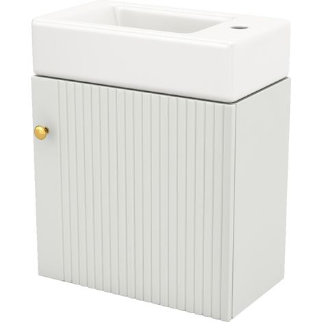 Meuble sous lavabo suspendu avec lavabo en céramique, Meuble sous vasque, 46x26x56 cm (1/5)