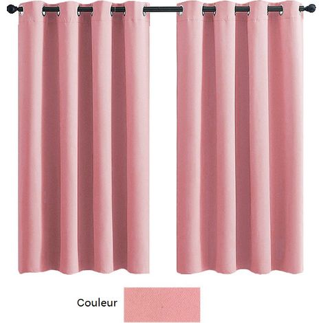 MINKUROW Tende Oscuranti Termoisolanti, Design Moderno Con Passacavo, Tende Per Camera Da Letto E Soggiorno, 132x183 Cm (Larghezza X Altezza), Set Da 2 Pezzi Rosa (1/5)
