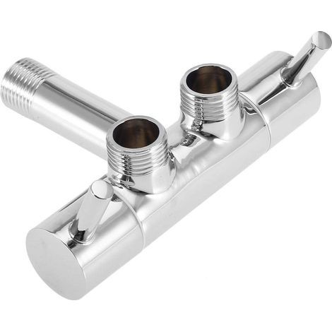Vanne d'angle, Valve d'angle à Double soupape Murale chromée pour Robinet d'évier de lavabo (1/5)