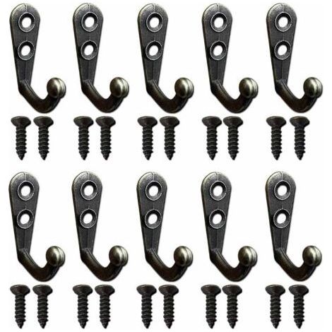 Coat Hooks-Wall Mounted Coat Hook Vintage-Retro Metal Coat Hook with Screws Black 10 Pieces (1/4)