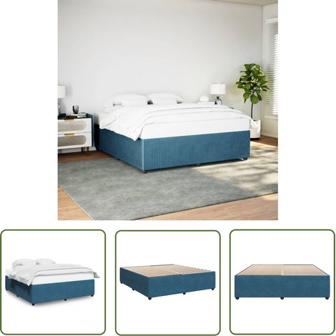 vidaXL Bettgestell Blau 200x200 cm Samt (1/5)