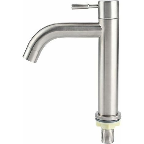 Robinet simple de lavabo en acier inoxydable 304 – Finition brossée – Technologie d'étanchéité en céramique – Grand bassin monotrou (1/4)