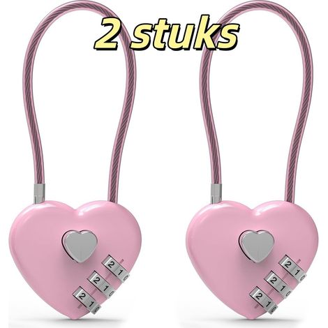 Lot de 2 cadenas à combinaison avec câble antivol en alliage de zinc pour sac à bagages et autres équipements roses (1/5)