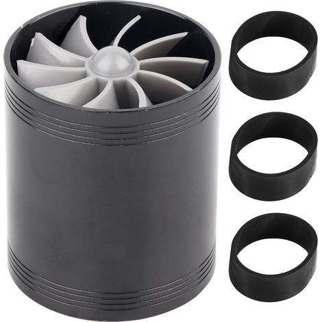 Turbonateur d'admission d'air de voiture, Turbine à double ventilateur, Super chargeur, économiseur de carburant, Turbo noir (1/5)