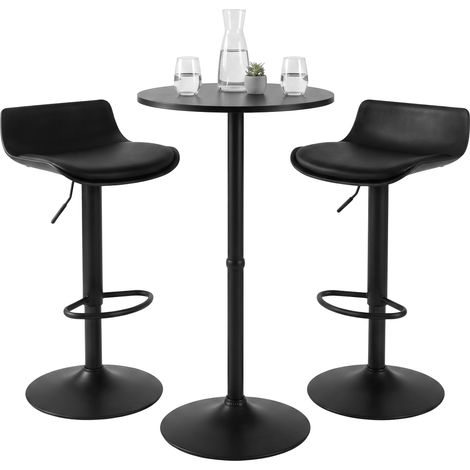 Set de mesa de bar Navo con dos taburetes de polipiel Negro (1/5)