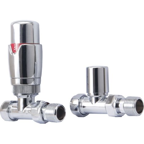 Heatwave Prime Chrome Straight Thermostatic Radiator Valve Set