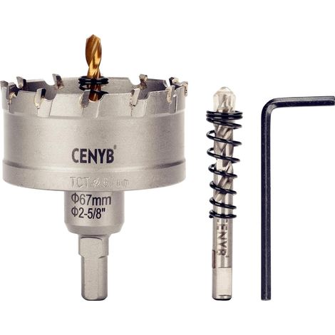 scie cloche metal 2-5/8" (67mm) à pointe en carbure de tungstène, avec 2 forets pilotes titanées - Idéale pour métaux durs, acier inoxydable, fer,alliage d'aluminium, bois et plastique (1/5)