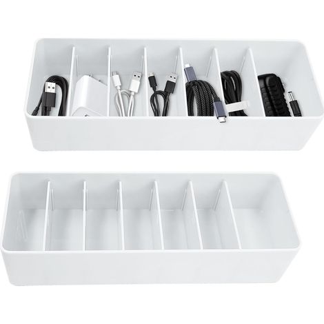 Organisateur de câbles de données 2 pièces, petite boîte de câbles, organisateur de câbles réglable, boîte avec 14 attaches de câbles pour ranger les câbles de charge, les câbles USB et les accessoire (1/5)