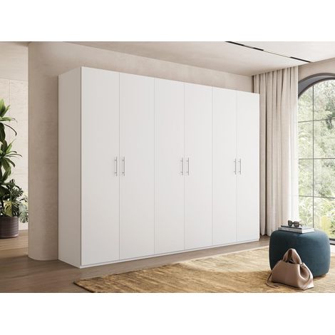 My Brand Germanvox Swift Armadio Guardaroba 6 ante Camera da Letto Bianco Opaco Made in Italy L.270 P.53 H.202 cm