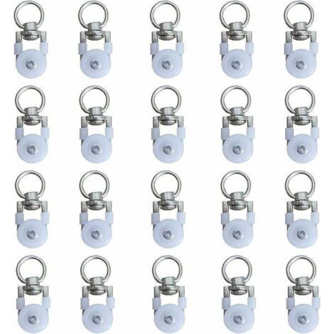 20 Stück Gardinenschienenrollen, Schienenrollen, Gardinenstangengleiter, geräuschlose Rollen, Doppelschienen-Fenstergardinenschienenrollen