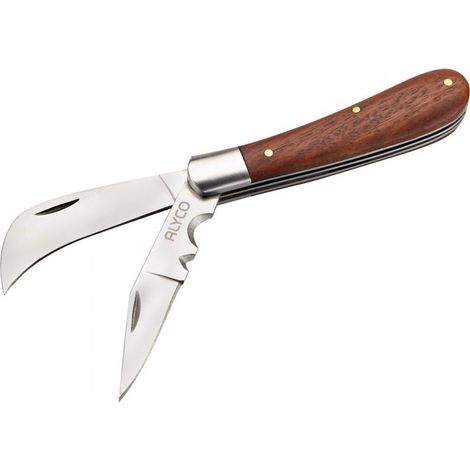 Couteau double lame inox. manche bois ALYCO 101276