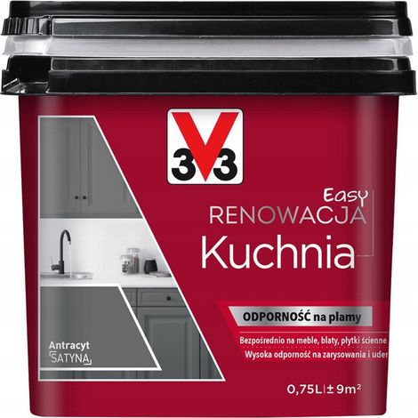 Pintura acrílica para muebles y azulejos V33 0,75 l antracita satinado 1 unidad.